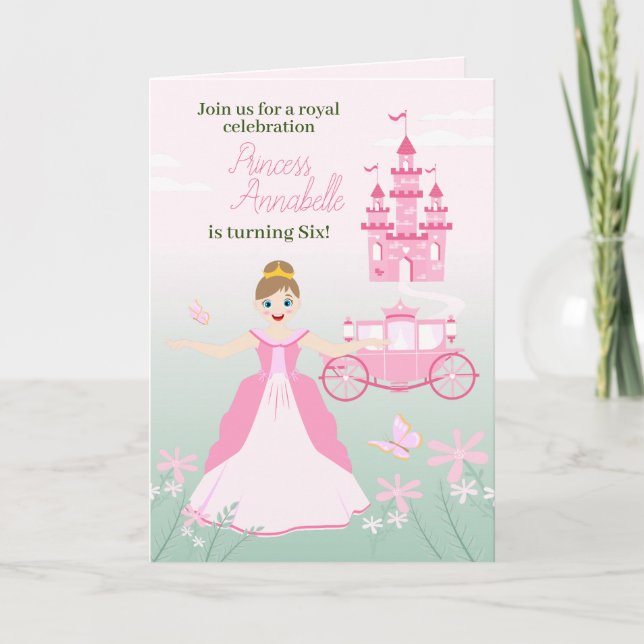 Pink Princess Fantasy Birthday Party Invitation (Front)