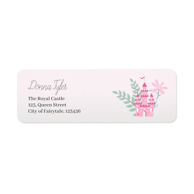 Pink Princess Fantasy Birthday Party Label (Front)