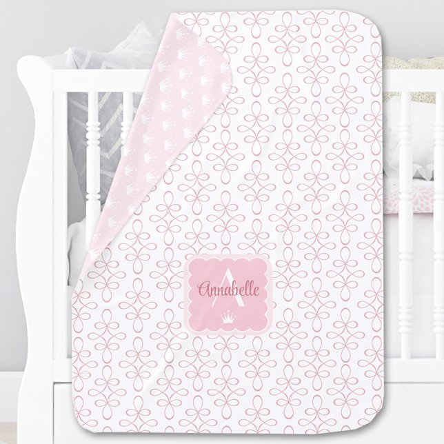 Pink Princess Filigree Pattern Girl Name Monogram Baby Blanket (Pink Princess Filigree Pattern Girl Name Monogram Baby Blanket)