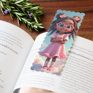 Pink Princess Flowers Bookmark – Cute Little Girl