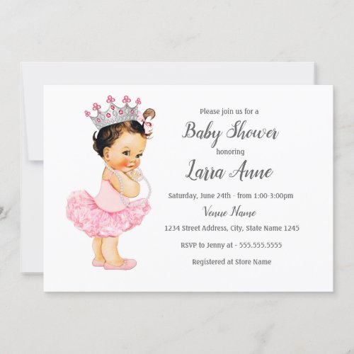 Pink Princess Girl Baby Shower Invitation