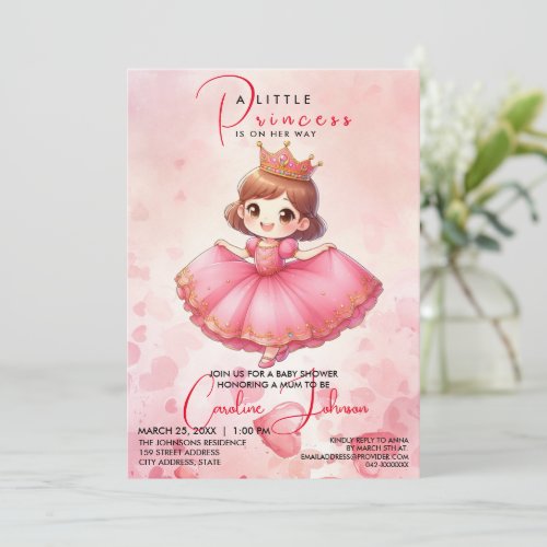 Pink Princess Girl Birthday Invitation