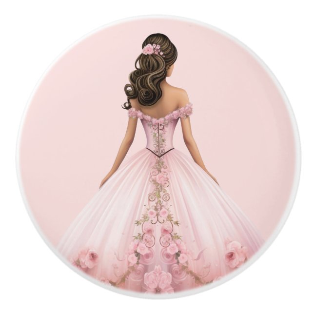 Pink Princess Girl's Girly Ceramic Knob (Front)