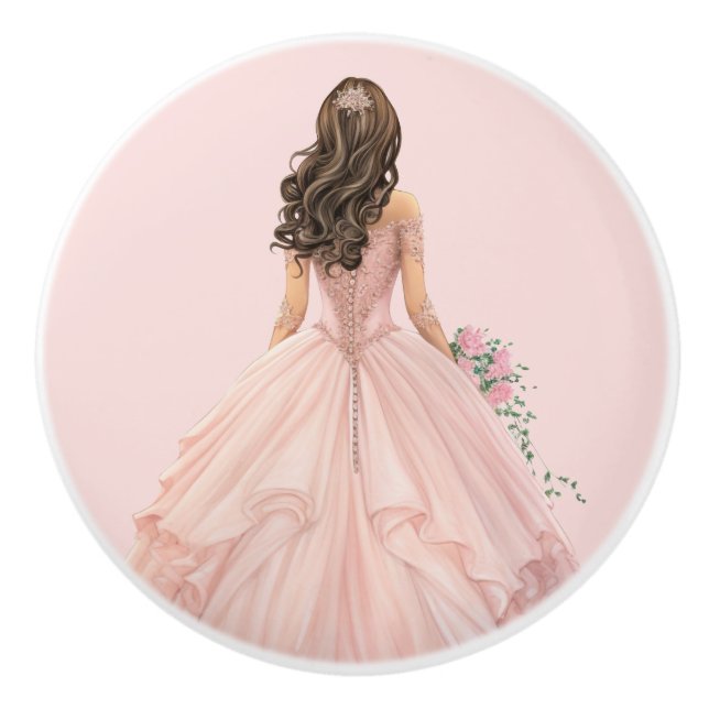 Pink Princess Girl's Girly Ceramic Knob (Front)