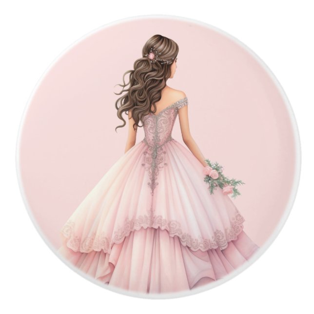 Pink Princess Girl's Girly Ceramic Knob (Front)