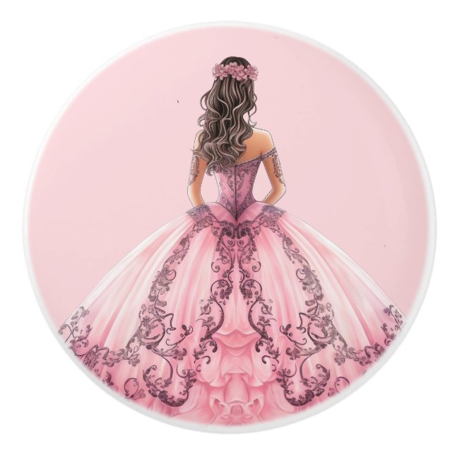Pink Princess Girl's Girly Ceramic Knob (Front)