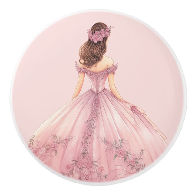 Pink Princess Girl's Girly Ceramic Knob (Front)