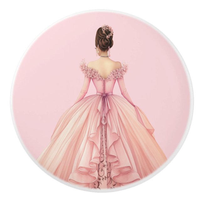 Pink Princess Girl's Girly Ceramic Knob (Front)