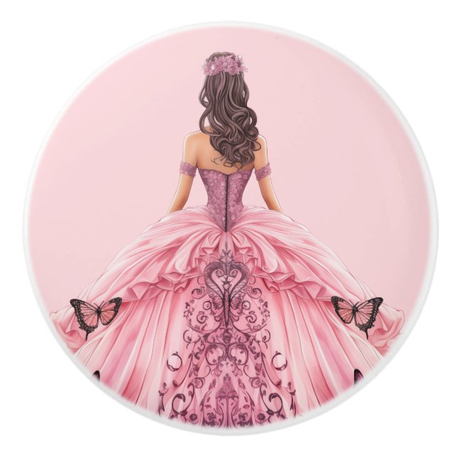 Pink Princess Girl's Girly Ceramic Knob (Front)