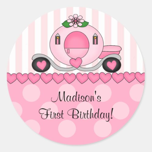 Pink Princess Happy Birthday Sticker