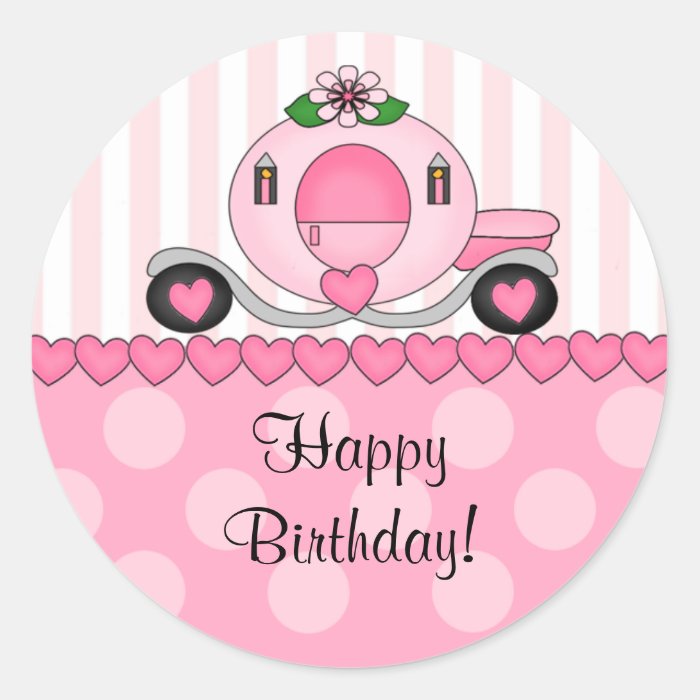 Pink Princess Happy Birthday Sticker