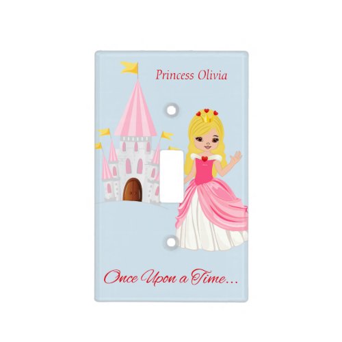 Pink Princess Heart and Castle Light Switch Cover