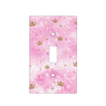 Pink Princess Hearts Stars Crowns Glitter Sparkle Light Switch Cover