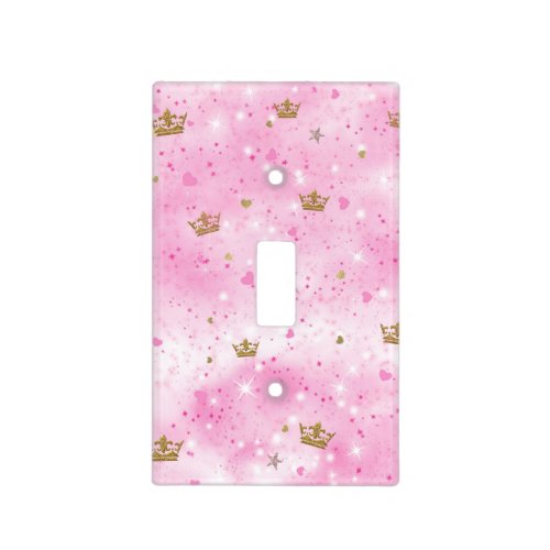 Pink Princess Hearts Stars Crowns Glitter Sparkle Light Switch Cover