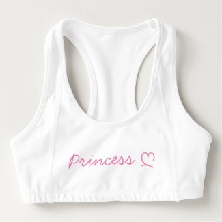 Pink Princess in heart girl pastel pink typography Sports Bra