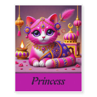 Pink Princess Kitty Temporary Tattoos