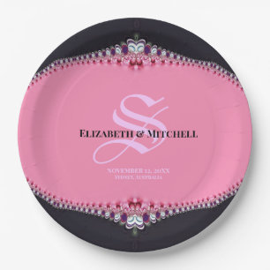 Pink Princess Lace Special Day Engagement Wedding Paper Plates