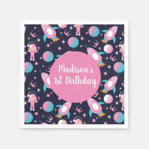 Pink Princess Landing to the Moon Napkins