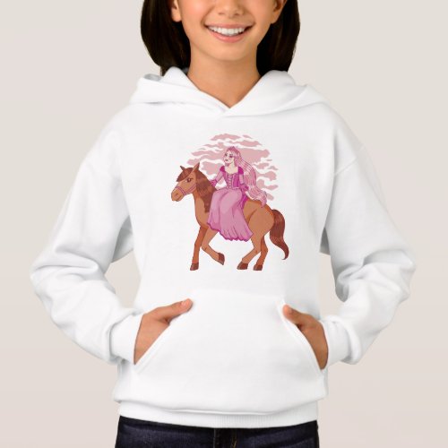 Pink princess on a horse design hoodie