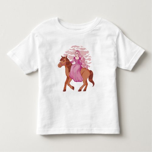 Pink princess on a horse design toddler t_shirt