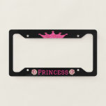 Pink Princess On Black License Plate Frame at Zazzle