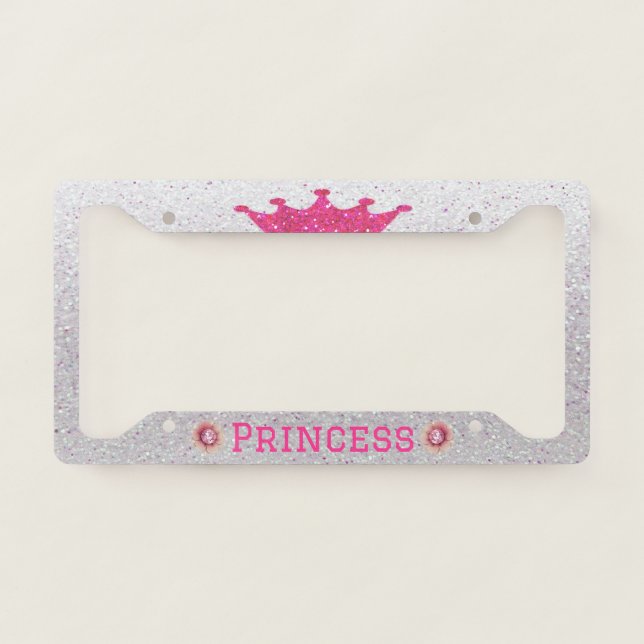 Pink Princess on Silver License Plate Frame (Front)
