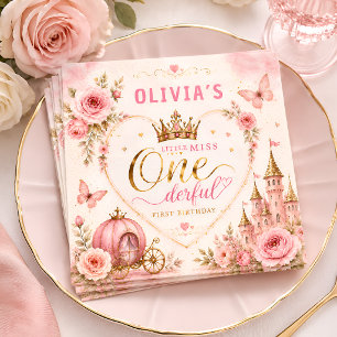 Pink Princess One-derful First Birthday Napkins