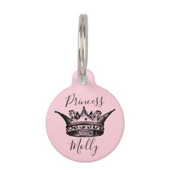 Pink Princess Ornate Crown Pet Id Tag by camcguire at Zazzle
