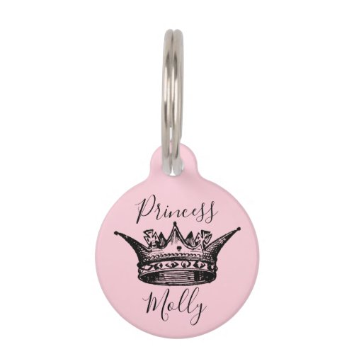 Pink Princess Ornate Crown Pet ID Tag