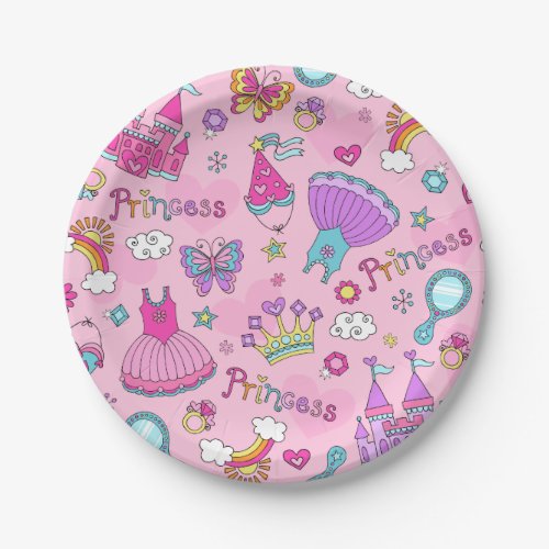 Pink Princess Paper Plates