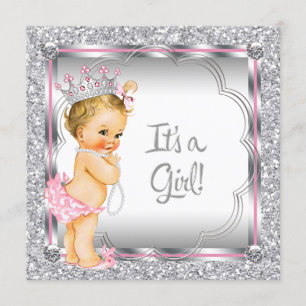 Pink Princess Pearl Baby Shower Invitation