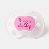Pink Princess Personalized Name Baby Girl Pacifier (Front)
