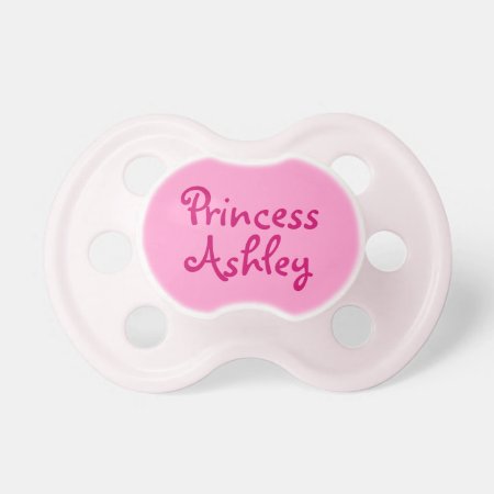 Pink Princess Personalized Name Baby Girl Pacifier