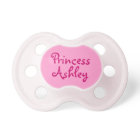 Pink Princess Personalized Name Baby Girl Pacifier