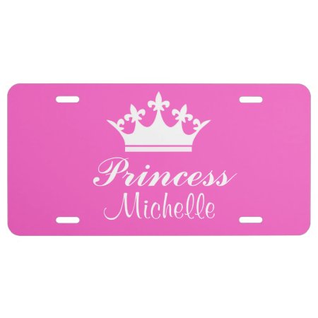 Pink Princess Personalized Name License Plate