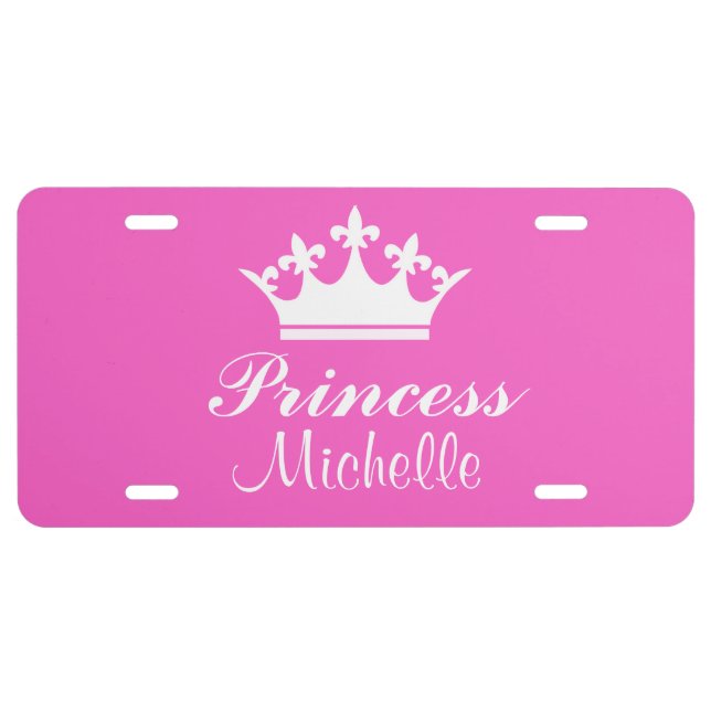 Pink Princess Personalized Name License Plate (Front)