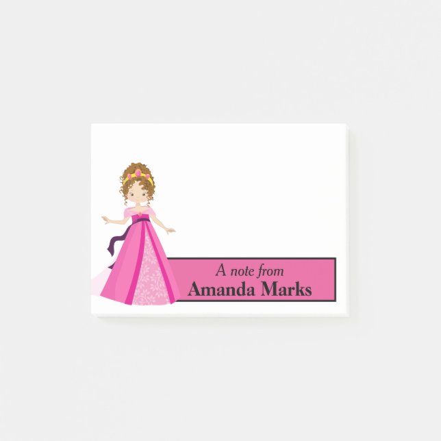 Pink Princess Personalized Post-it Notes (Front)