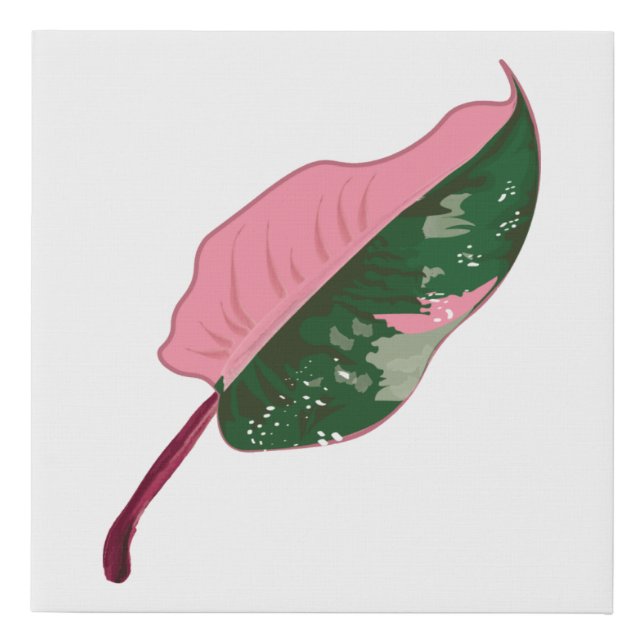 Pink Princess Philodendron Leaf Faux Canvas Print (Front)