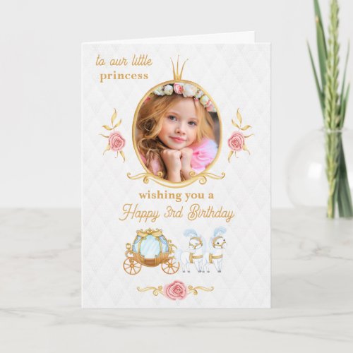 Pink Princess Photo Birthday Greeting Card
