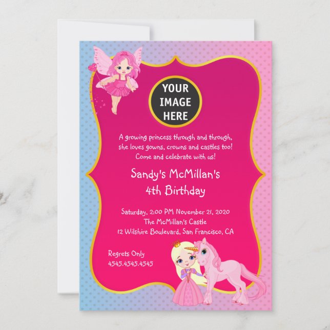 Pink Princess Pony Birthday Invitation (Front)