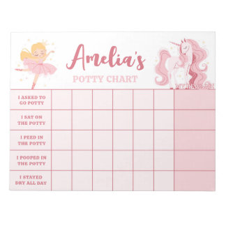 Pink Princess Potty Chart Personalized Name Tasks Notepad