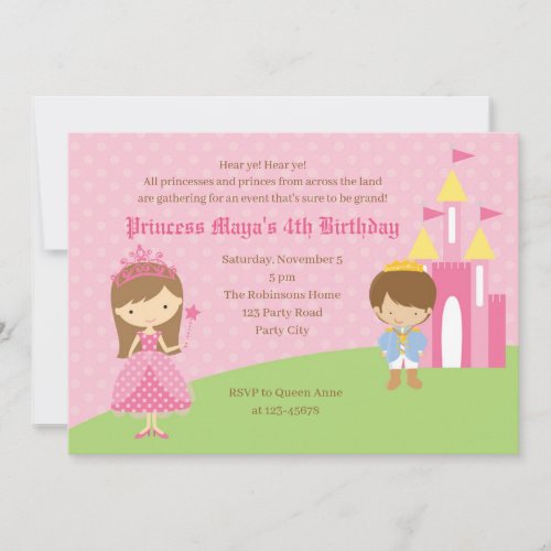 Pink Princess  Prince Birthday Invitations