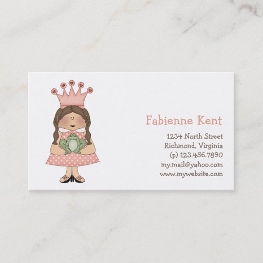 Customizable Pink Princess · Princess &amp; Frog Business Card