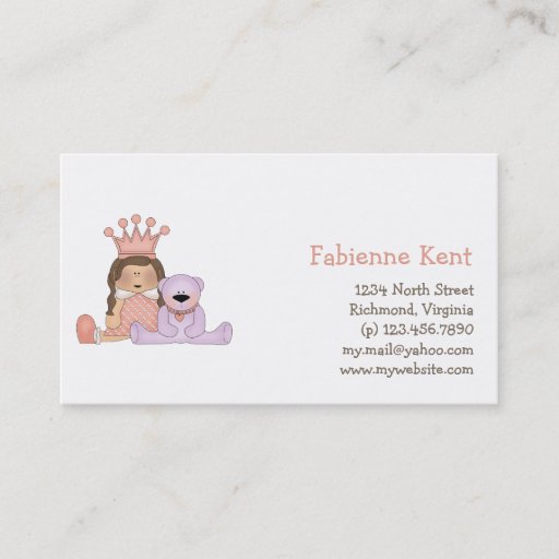 Customizable Pink Princess · Princess & Teddy Business Card