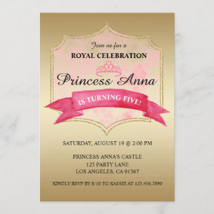 Pink Princess Royal Birthday Party invitation