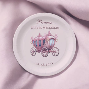 Pink Princess Royal Carriage Fairytale Birthday Paper Plates