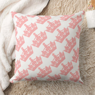 Pink Princess Royal Crown Throw Pillow