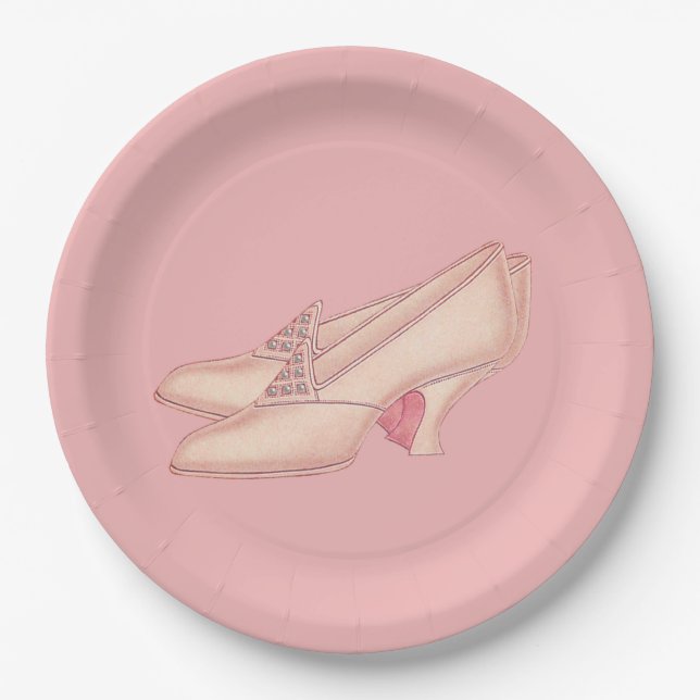 Pink Princess Slipper Paper Plates (Front)