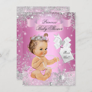 Pink Princess Snowflake Baby Shower Invite