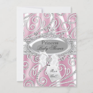 Pink Princess Sparkle Diamond Baby Shower Invite